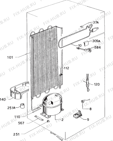 Взрыв-схема холодильника Rex FI230/2TF - Схема узла Cooling system 017