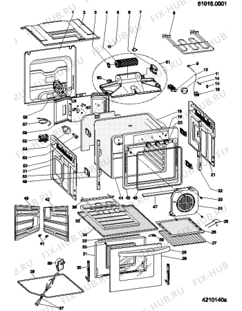 Взрыв-схема плиты (духовки) Ariston FB212BK (F029082) - Схема узла