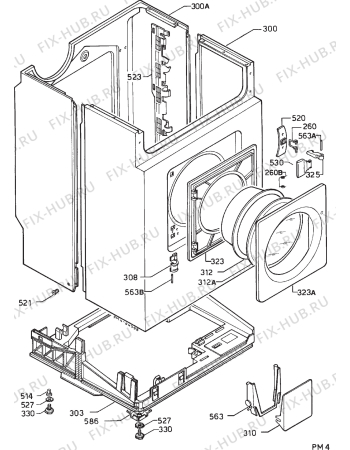 Взрыв-схема стиральной машины Frigidaire WD9280 - Схема узла Cabinet + armatures