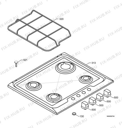 Взрыв-схема плиты (духовки) Rex Electrolux PX640V - Схема узла Hob 271