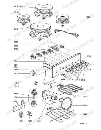 Взрыв-схема плиты (духовки) Whirlpool ACM 345 WH - Схема узла