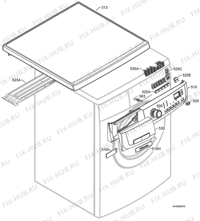 Взрыв-схема стиральной машины Electrolux EWF12580W - Схема узла Command panel 037