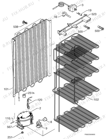 Взрыв-схема холодильника Electrolux EU6830C - Схема узла Cooling system 017