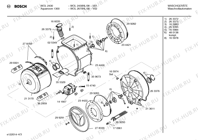 Взрыв-схема стиральной машины Bosch WOL2670NL Aquanoom 1300 - Схема узла 03