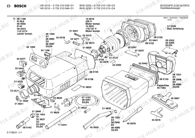 Схема №1 0752210039 HS2210 с изображением Крышка для пылесоса Bosch 00081251