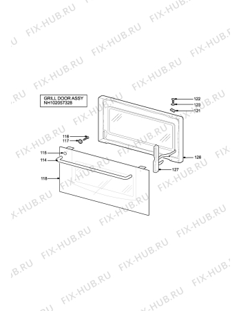 Взрыв-схема плиты (духовки) Electrolux SIE505SSE - Схема узла H10 Grill door assy