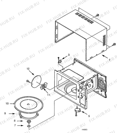 Взрыв-схема микроволновой печи Husqvarna Electrolux QN2070 - Схема узла H40 Housing, glass tray  C