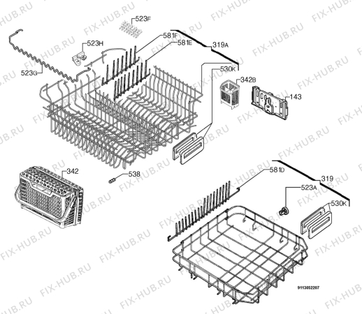 Взрыв-схема посудомоечной машины Electrolux ESL68060 - Схема узла Basket 160