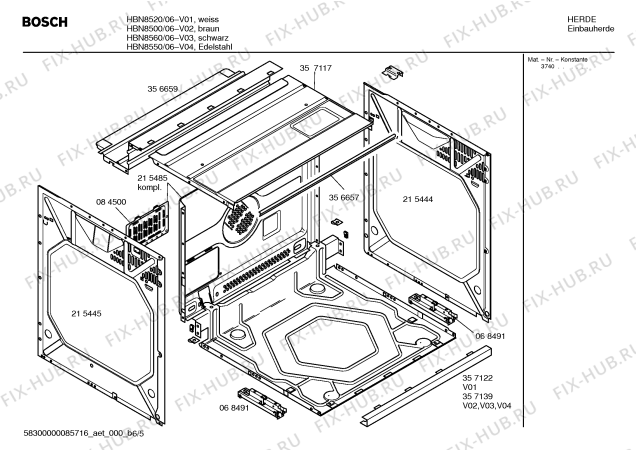 Схема №4 HBN8550 с изображением Инструкция по эксплуатации для духового шкафа Bosch 00580550