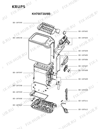 Схема №1 KH700230/9B с изображением Держатель для электрофритюрницы Krups SS-187595