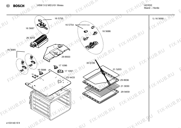 Взрыв-схема плиты (духовки) Bosch HSW512MEU - Схема узла 04