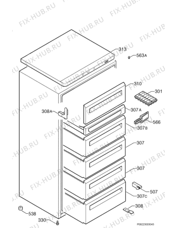 Взрыв-схема холодильника Rex Electrolux RV20S - Схема узла Housing 001