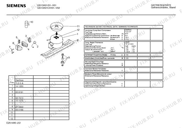 Схема №1 GU14B02 с изображением Компрессор для холодильника Siemens 00141250