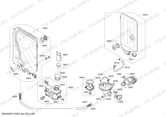 Взрыв-схема посудомоечной машины Bosch SMV53N80EU, Active Water Eco - Схема узла 04