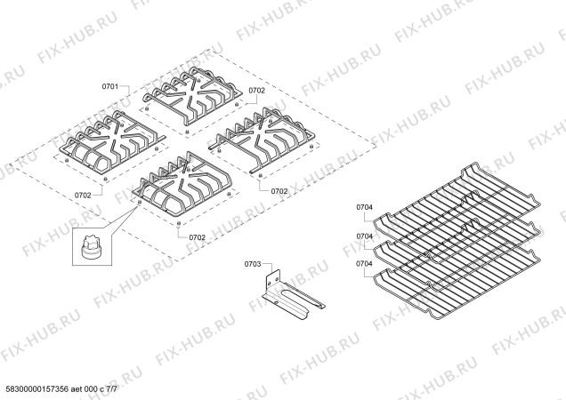 Схема №5 HDI7052C с изображением Комплект форсунок для плиты (духовки) Bosch 00648338