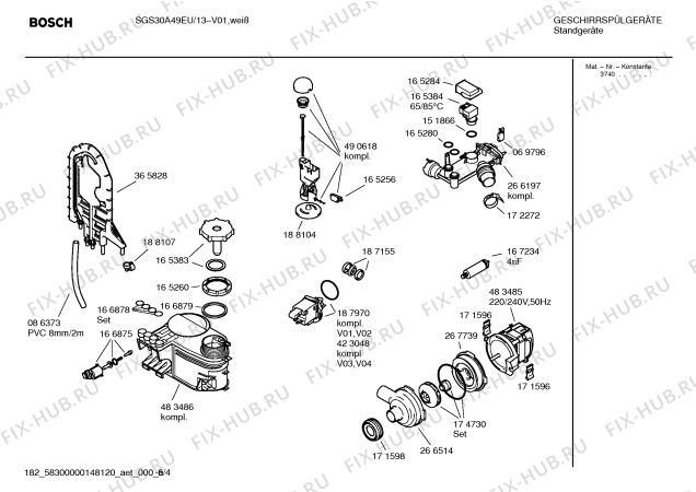 Схема №5 SGS30A49EU с изображением Инструкция по эксплуатации для посудомойки Bosch 00584617