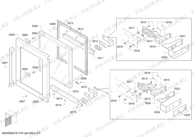 Схема №6 T24UW820RS с изображением Внешняя дверь для плиты (духовки) Bosch 00715148