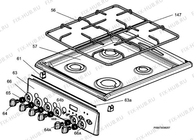 Взрыв-схема плиты (духовки) Electrolux EKK513501W - Схема узла Section 4