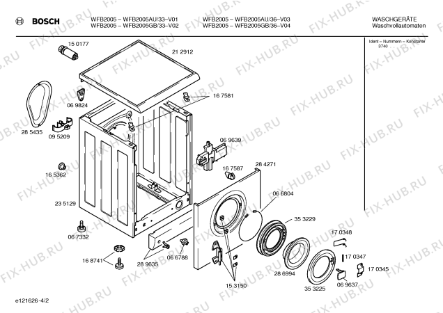 Схема №3 WFB1605AU SILENT & QUICK 800 с изображением Инструкция по эксплуатации для стиралки Bosch 00520649