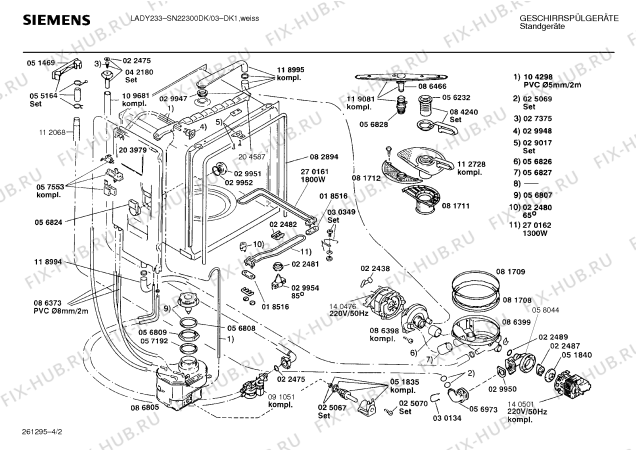 Взрыв-схема посудомоечной машины Siemens SN22300DK - Схема узла 02