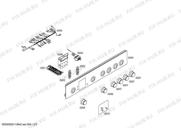 Схема №2 HSV52C020T с изображением Замок для электропечи Bosch 00602803