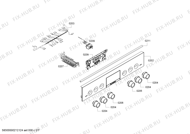 Взрыв-схема плиты (духовки) Bosch HXN391H20N - Схема узла 02