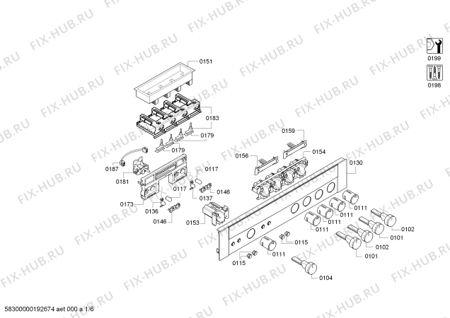 Схема №4 E95P62N5MK с изображением Модуль управления, запрограммированный для плиты (духовки) Bosch 00751230