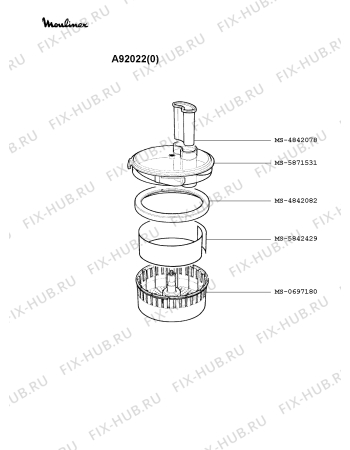 Взрыв-схема кухонного комбайна Moulinex A92022(0) - Схема узла NP000157.1P2