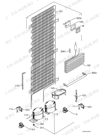 Взрыв-схема холодильника Juno Electrolux JCZ94180 - Схема узла Cooling system 017