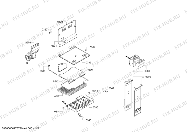 Взрыв-схема холодильника Bosch KDN56AW32N - Схема узла 03