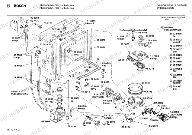 Взрыв-схема посудомоечной машины Bosch SMI7066 - Схема узла 02