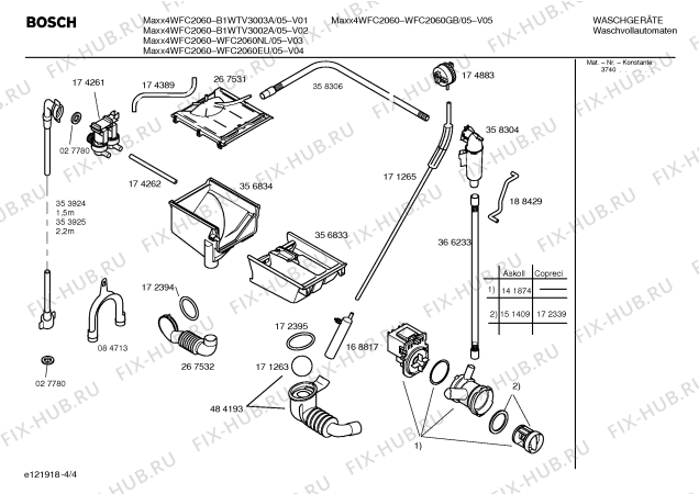 Схема №3 B1WTV3003A MAXX 4 WFC2060 с изображением Таблица программ для стиралки Bosch 00581682