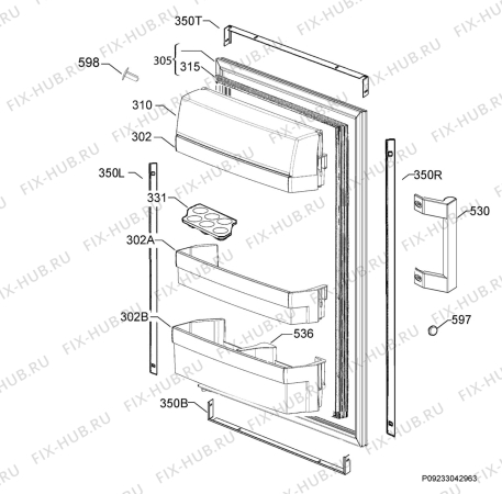 Взрыв-схема холодильника Electrolux EK160SRBR - Схема узла Door 003