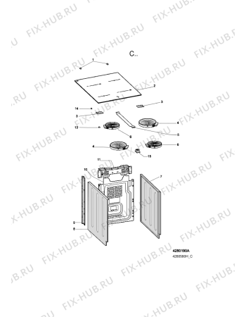 Схема №3 AXMT 6633/IX/1 с изображением Обшивка для плиты (духовки) Whirlpool 482000092114