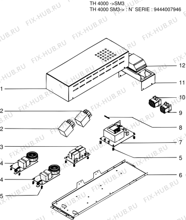 Взрыв-схема плиты (духовки) Indesit TH4000SM3 (F009936) - Схема узла