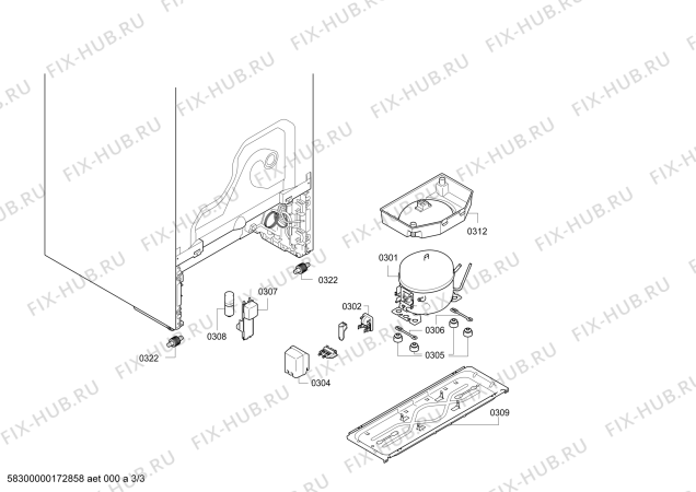 Взрыв-схема холодильника Siemens GS36NMW32 - Схема узла 03