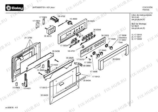 Схема №4 3HP508X с изображением Ручка управления духовкой для духового шкафа Bosch 00175940