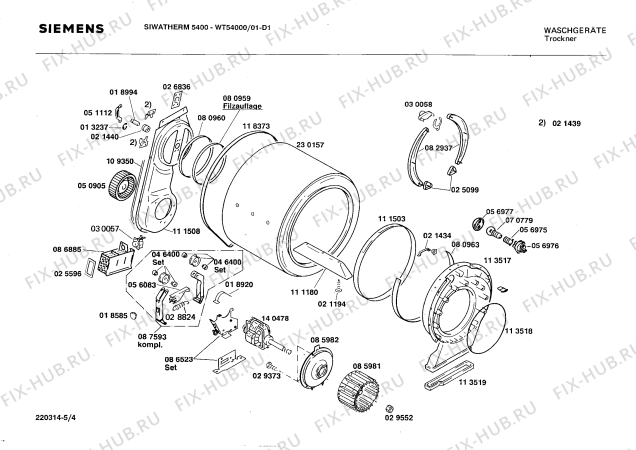 Схема №5 WT54000 SIWATHERM 5400 с изображением Панель для электросушки Siemens 00119177