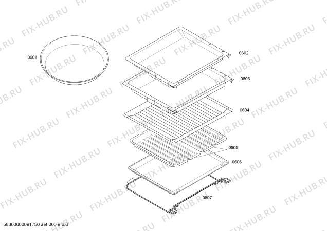 Взрыв-схема плиты (духовки) Siemens HB884570 - Схема узла 06