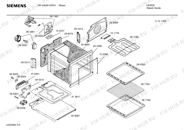 Взрыв-схема плиты (духовки) Siemens HN33020GR - Схема узла 03