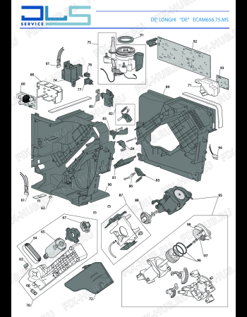 Взрыв-схема кофеварки (кофемашины) DELONGHI PRIMADONNA ELITE   ECAM 656.75.MS - Схема узла 2