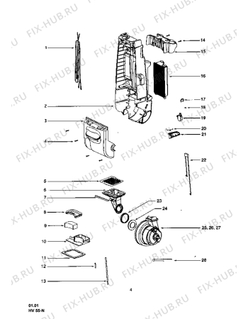 Взрыв-схема пылесоса Electrolux Z4682-1 - Схема узла Cabinet + Electrical Equipment