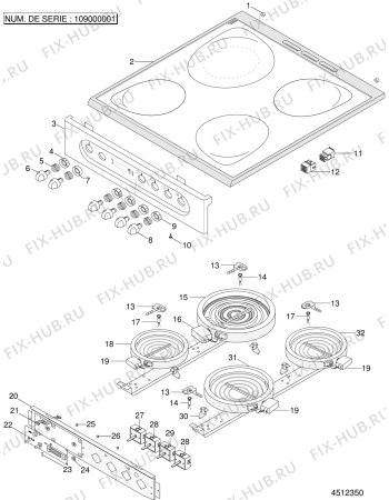 Взрыв-схема плиты (духовки) Indesit CIH566W (F026299) - Схема узла