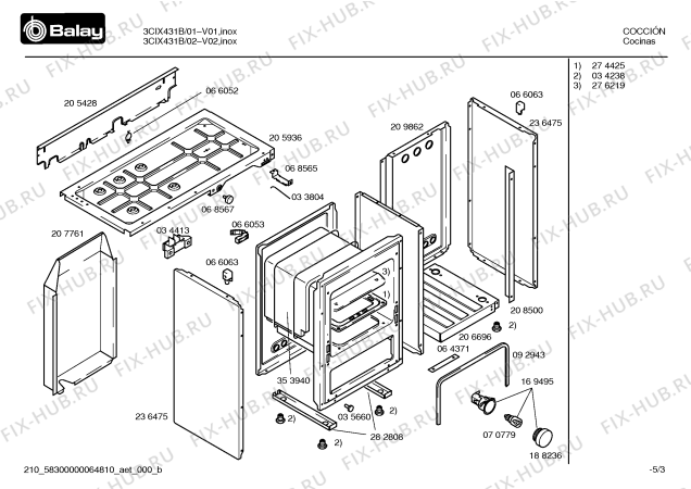 Схема №3 3CIX431B с изображением Столешница для электропечи Bosch 00470092