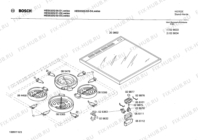 Схема №4 0750031127 HES532G с изображением Панель для электропечи Bosch 00117498