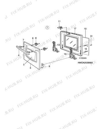 Взрыв-схема комплектующей Electrolux EK6176X - Схема узла H10 Main Oven Door (large)