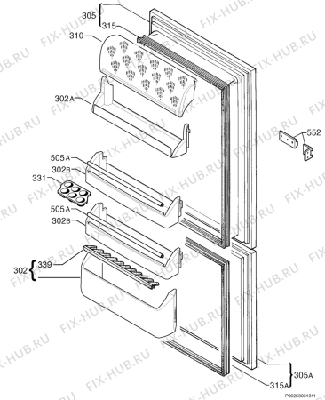 Взрыв-схема холодильника Zanussi ZBB6254 - Схема узла Door 003