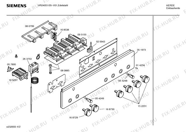 Взрыв-схема плиты (духовки) Siemens HR24051 - Схема узла 02