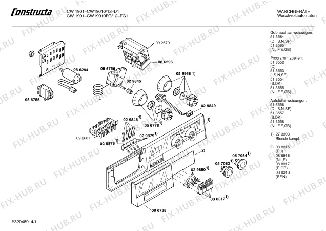 Схема №2 CW19010FG CW1901 с изображением Панель управления для стиральной машины Bosch 00273993