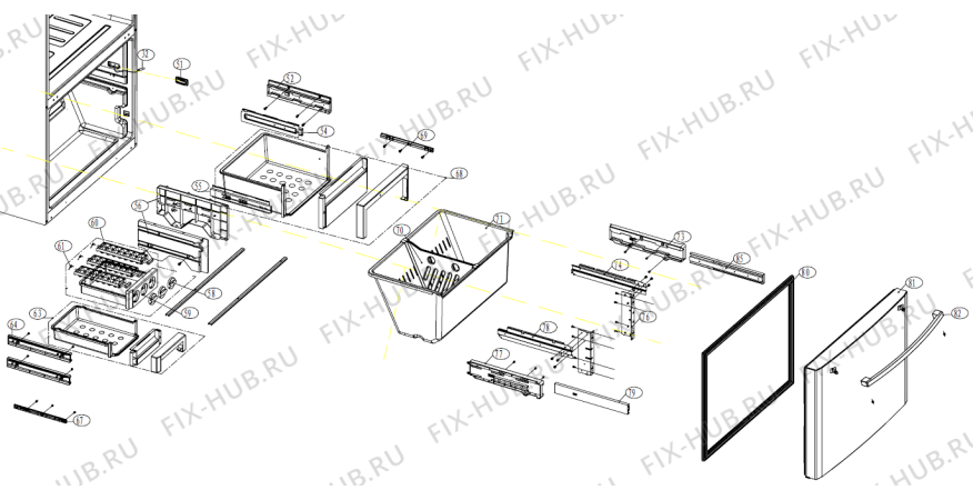 Взрыв-схема холодильника Gorenje NRS95605E (257246, HB21TA) - Схема узла 02